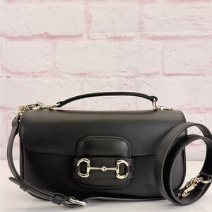 Gucci Soft 1955 Horsebit Black Small Top Handle Crossbody Bag